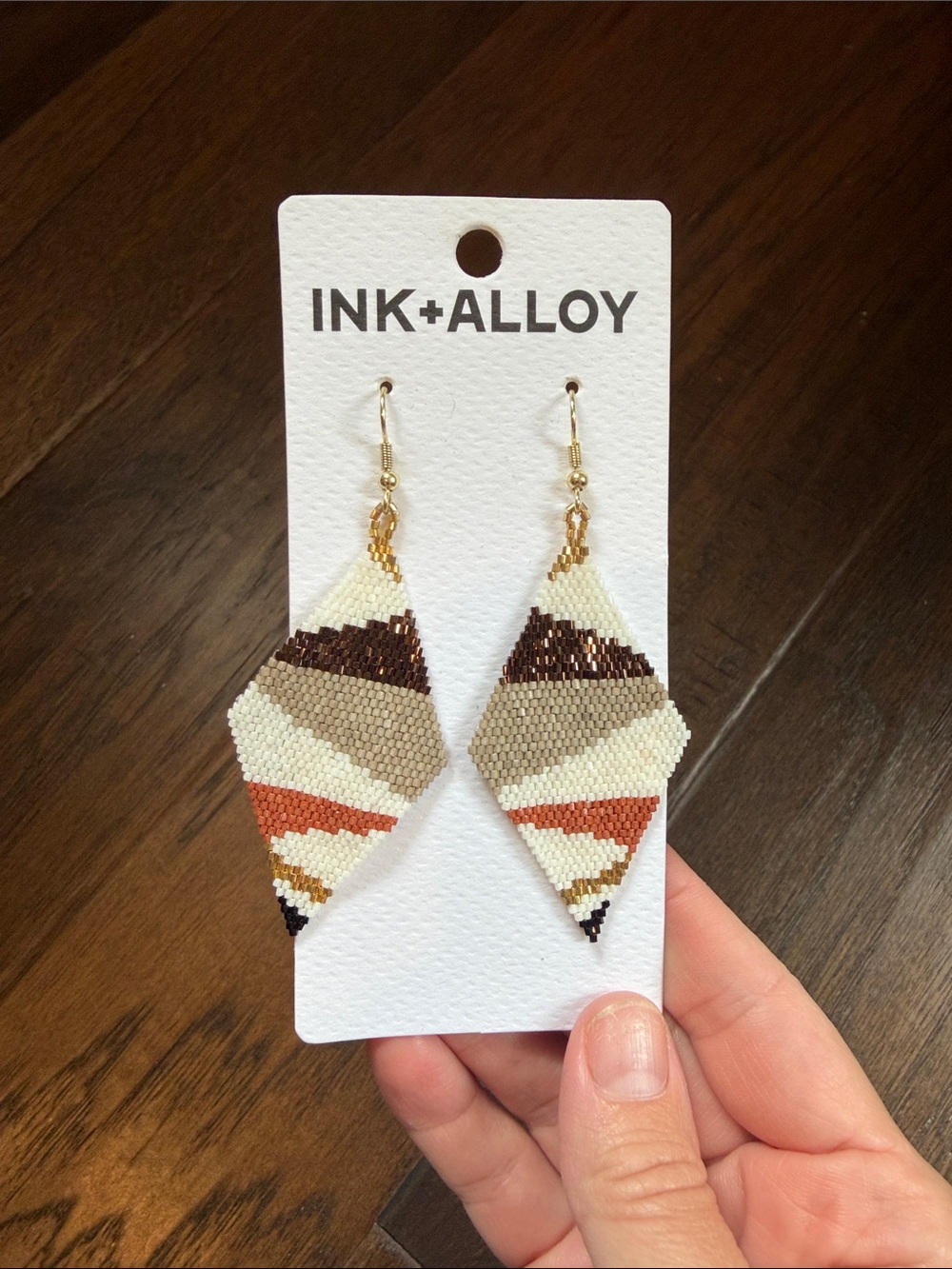 INK + ALLOY Neutral & Rust Beaded Drop Earrings